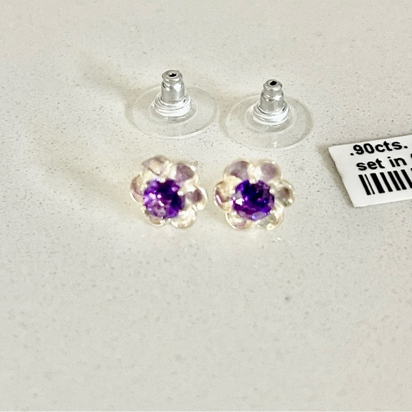 Sterling Silver 925 Amethyst earrings - Picture 1 of 8